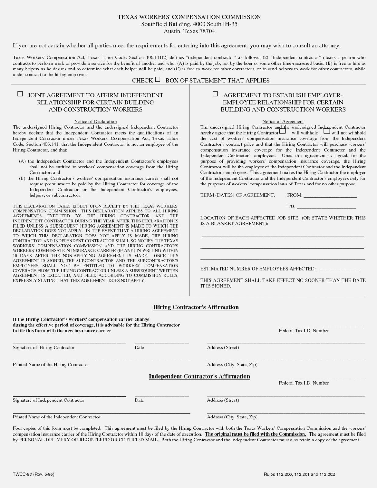 Workers Compensation Waiver form Texas Workers P Waiver form Texas