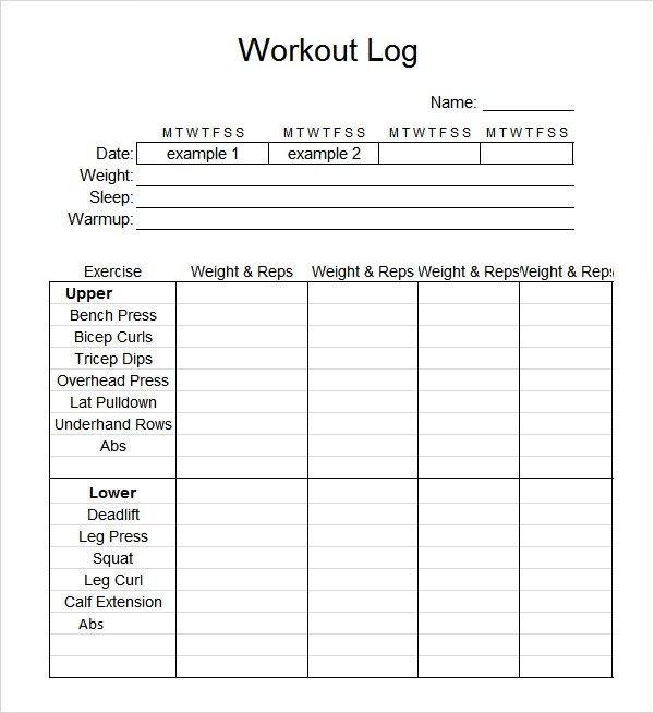 Workout Log Template Excel Sample Workout Log Template 8 Download In Word Pdf Psd
