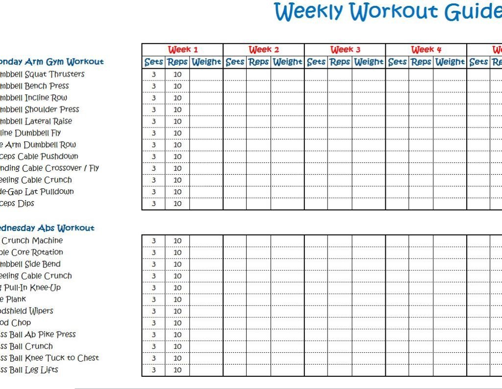 Workout Schedule Template Excel Weekly Workout Schedule