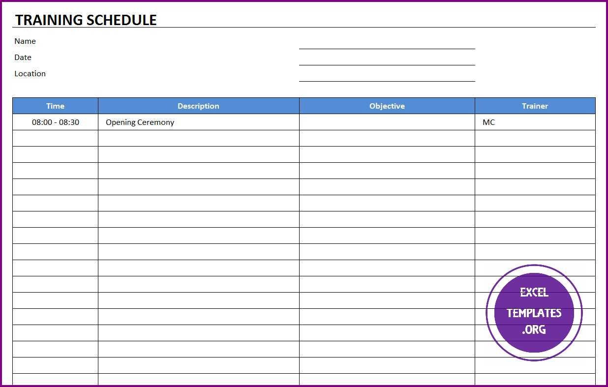 Workout Schedule Template Excel Workout Schedule Template