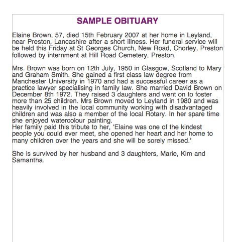Writing An Obituary Template 25 Free Obituary Templates and Samples Free Template