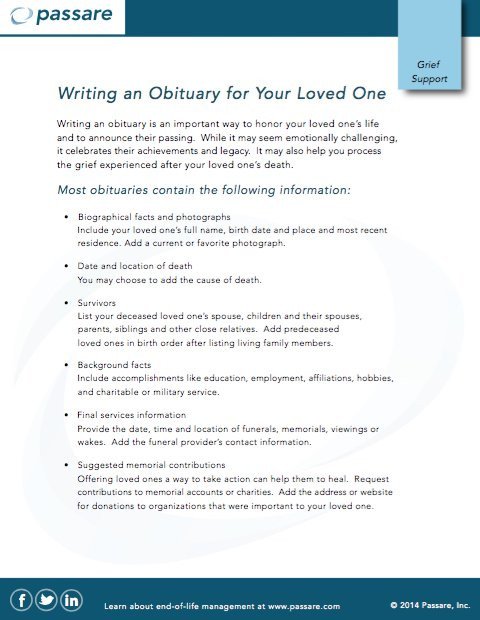 Writing An Obituary Template 25 Obituary Templates and Samples Template Lab