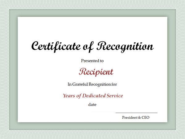 Years Of Service Certificate Template Service Award Certificate Template